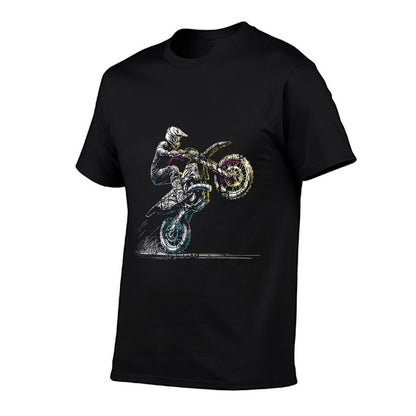 Dirt Bike Rider Retro Motorcycle Motocross  Rolled Sleeves T-Shirt