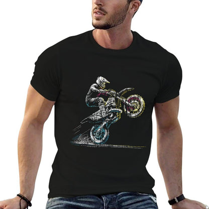 Dirt Bike Rider Retro Motorcycle Motocross  Rolled Sleeves T-Shirt